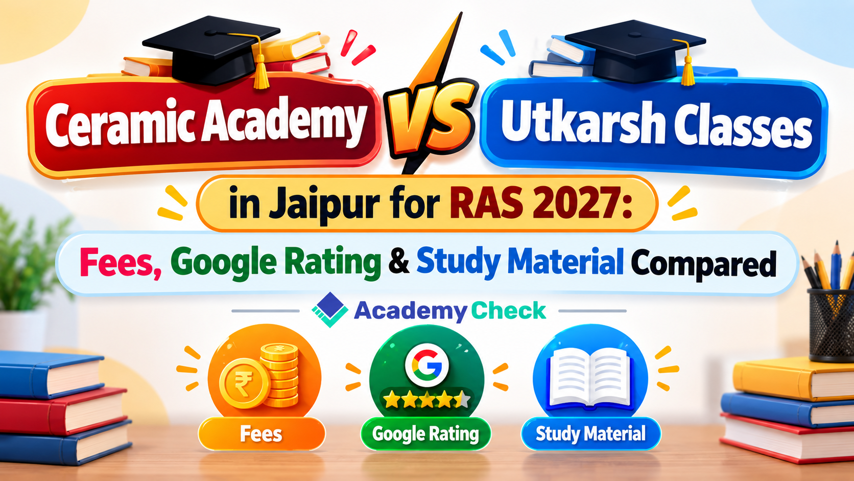 Ceramic Academy vs Utkarsh Classes in Jaipur for RAS 2027: Fees, Google Rating & Study Material Compared